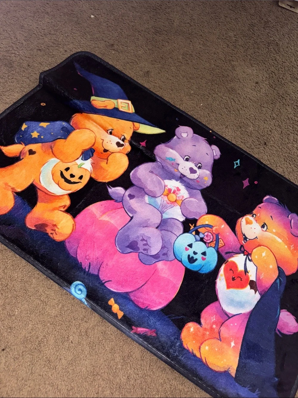 Care Bears Plush Halloween Rug - Orange, Purple, Pink, Blue, Black